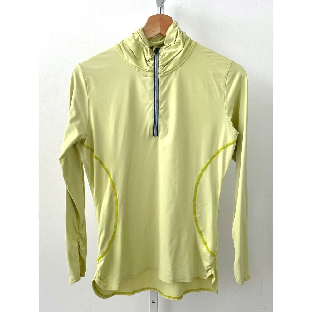 TITLE NINE Size M Paradigm 1/4 Zip Mock Pullover Top Shirt Stretch Ruched Yellow